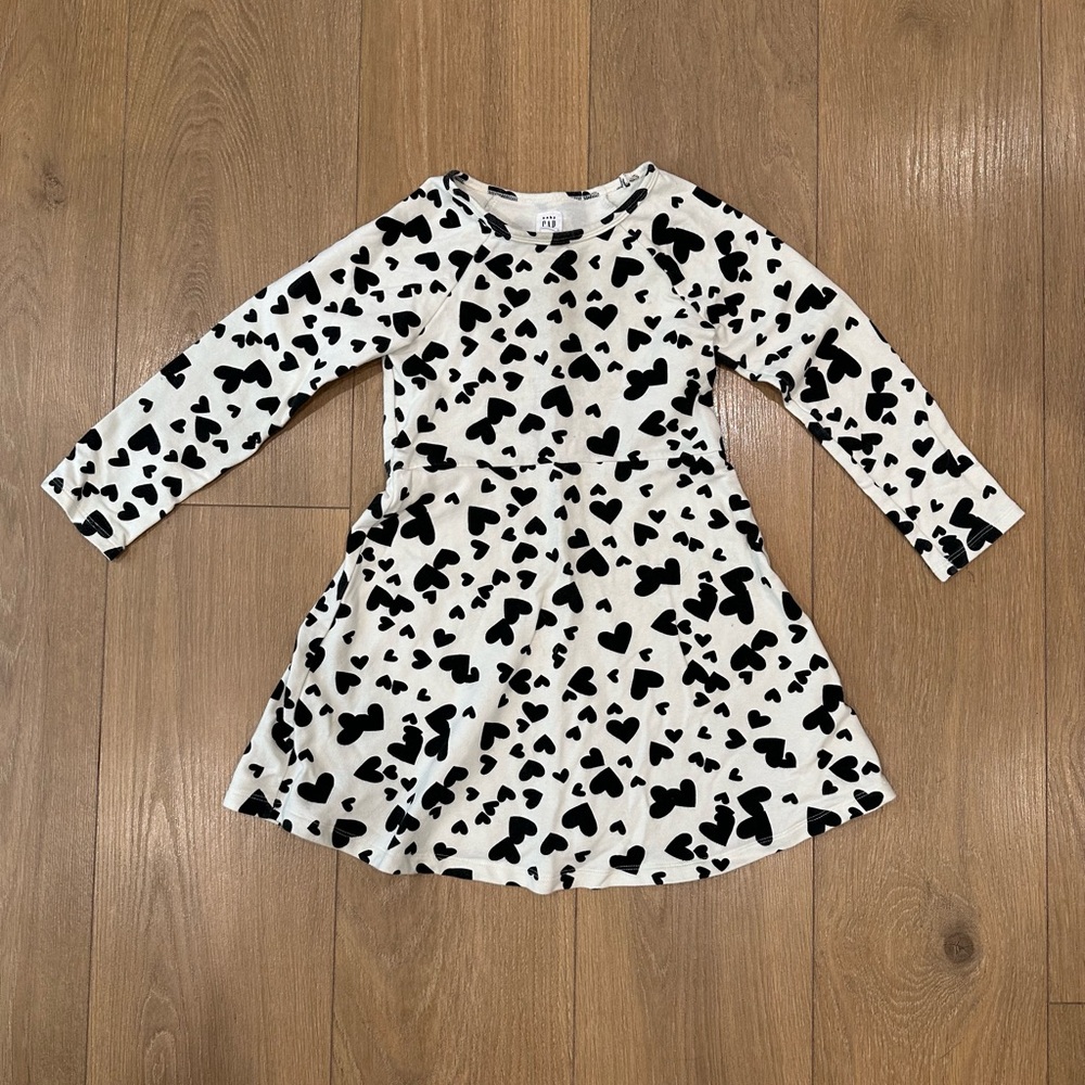 Black and White heart Kids Dress